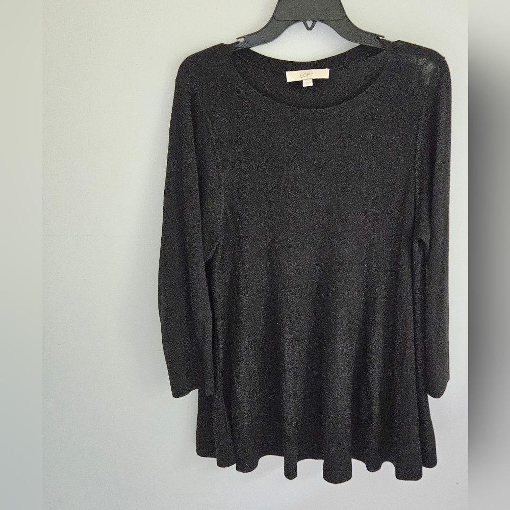 LOFT Tunic Length  Black Long Sleeve Top